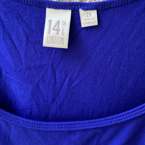 💙 14th & Union Bright Blue Stretch Knit Tank Top, Plus-Size 2X - Picture 5 of 10